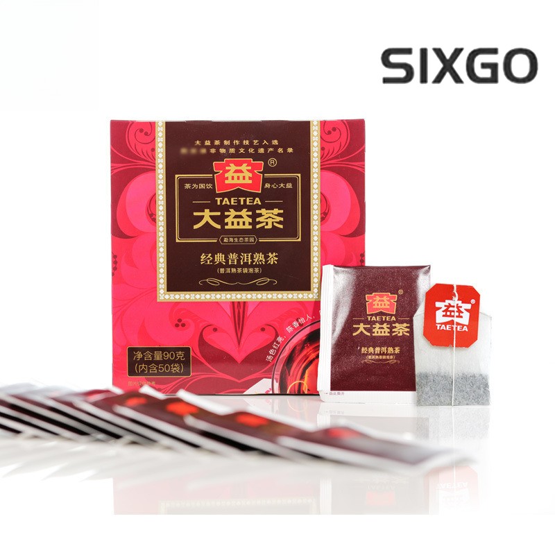 Authentic Yunnan Classic Mellow Aroma Type Pu’er Tea Ripe Tea 50 Packs Tea Bag