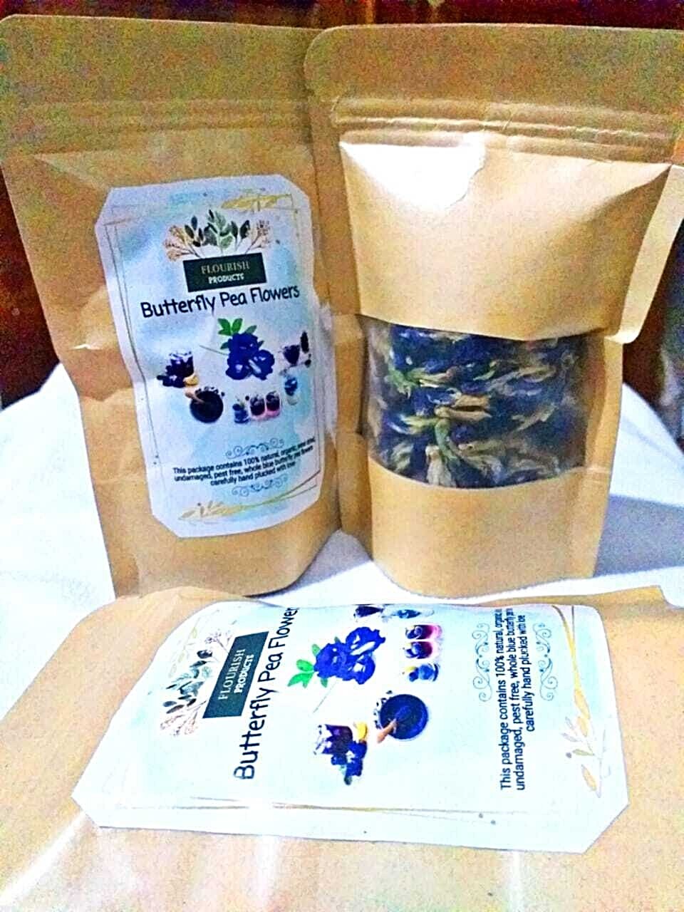 100% Natural wind dried organic blue butterfly pea flowers for teas & drinks 28g