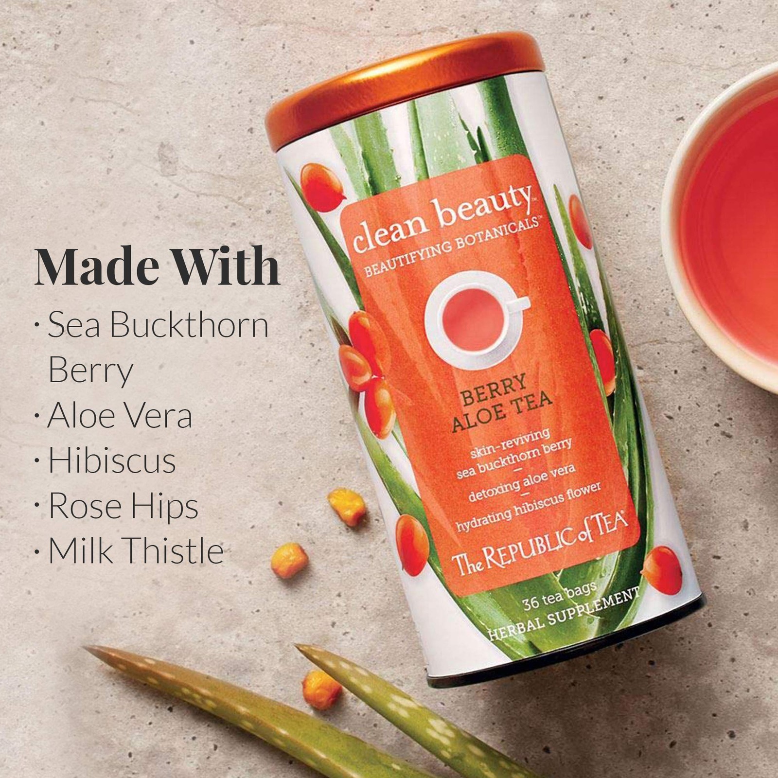 Herbal Tea Bags Clean Beauty Berry Aloe 36 Count – Not for Pregnancy