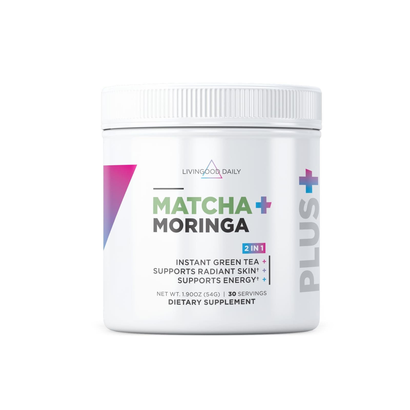 Livingood Daily Matcha + Moringa Powder, 30 Servings 2in1 Matcha Powder and …