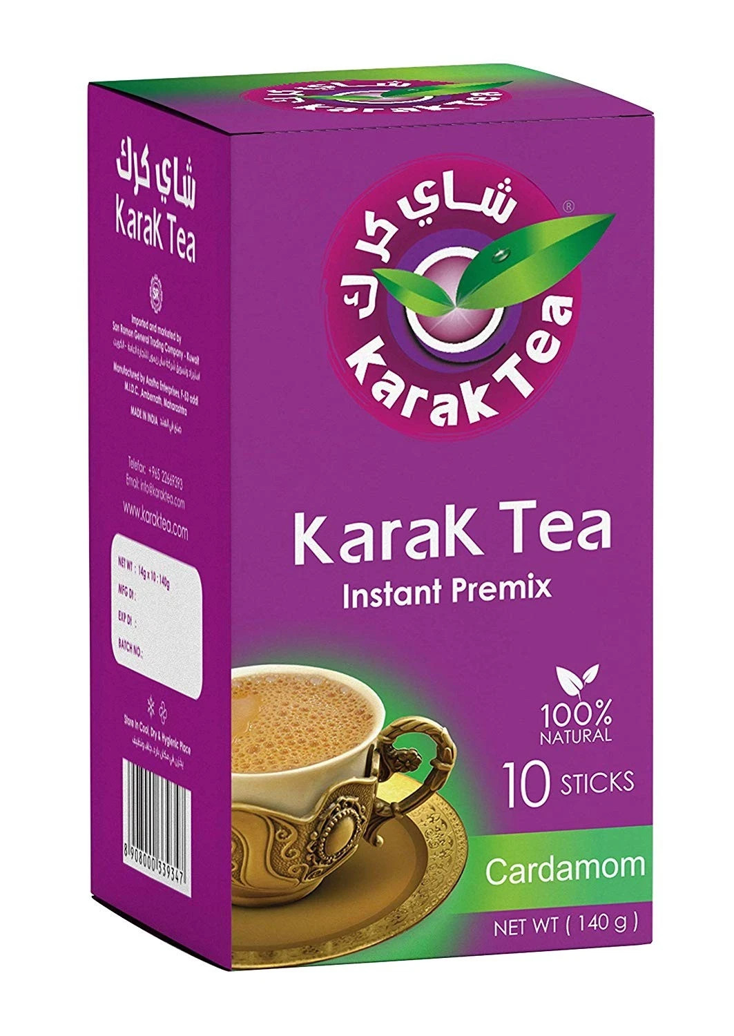 Karak Tea Instant Premix Cardamom Flavor Indian Chai – 10 Sticks Box