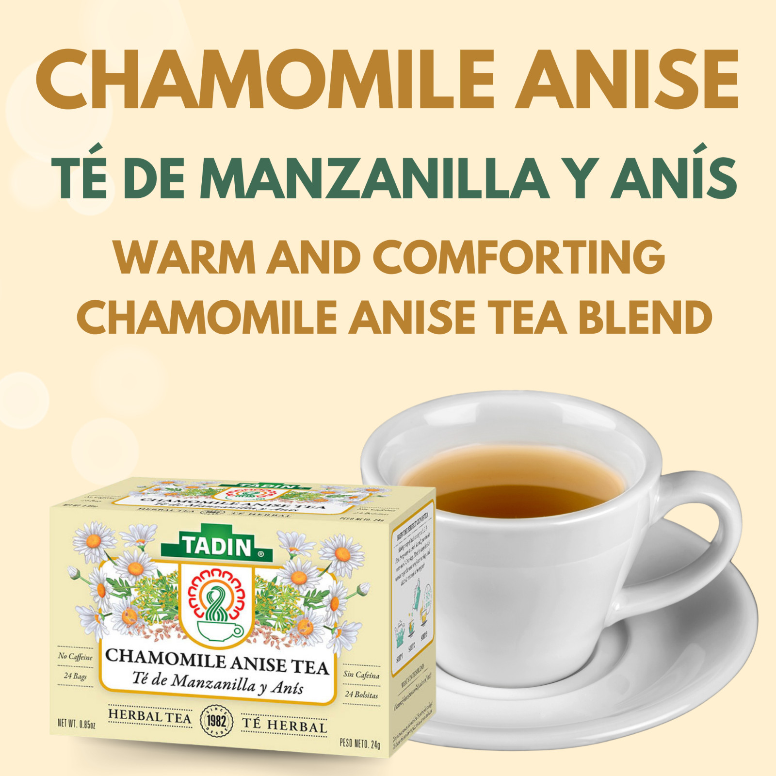 Tadin Tea, Manzanilla & Anis Chamomile with Anise Tea, 24-Count Tea Bags