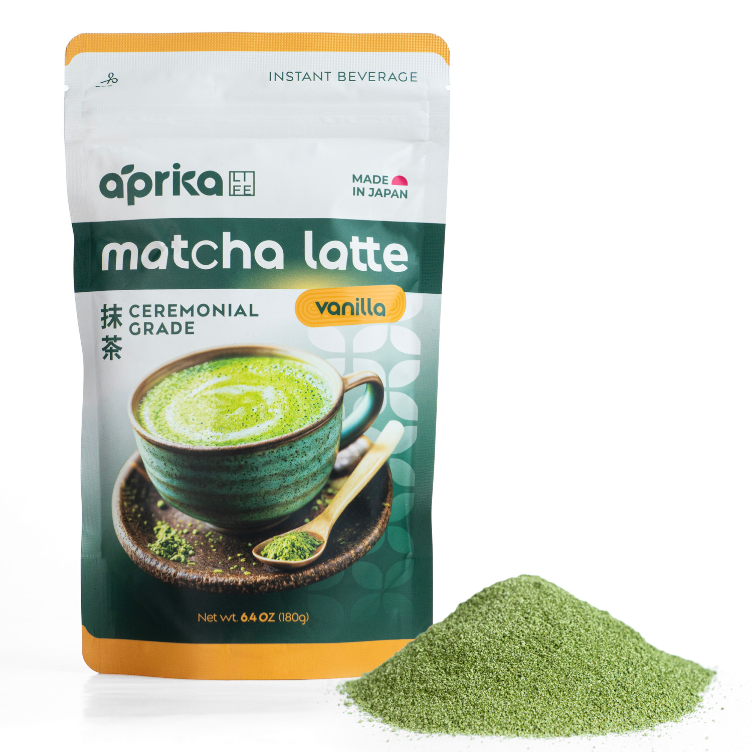AprikaLife Matcha Latte Mix with Vanilla, Ceremonial, 6.8 oz