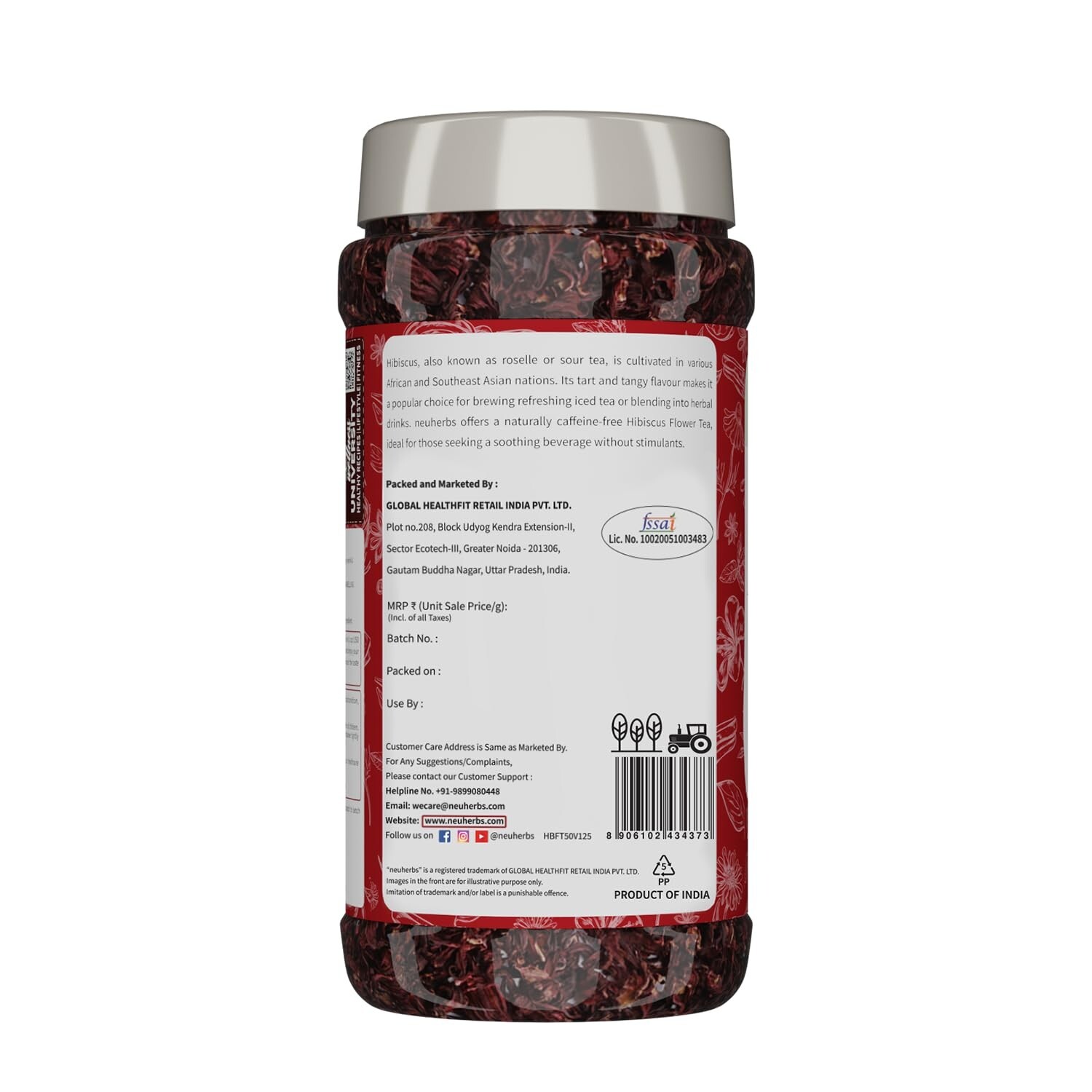 Neuherbs Hibiscus Flower Tea 50 gm (30+ Cups)