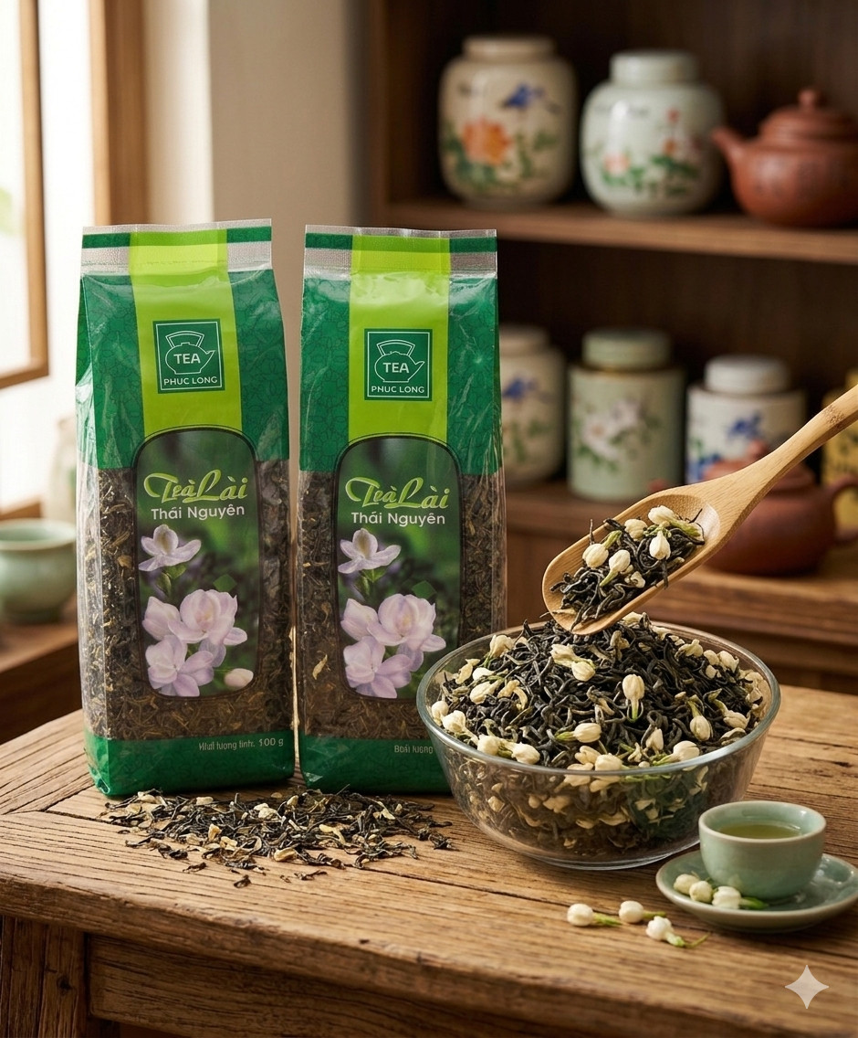 Vietnamese Jasmine Green Tea, Tra Lai Thai Nguyen Phuc Long, 2 Bags (100g/Bag)