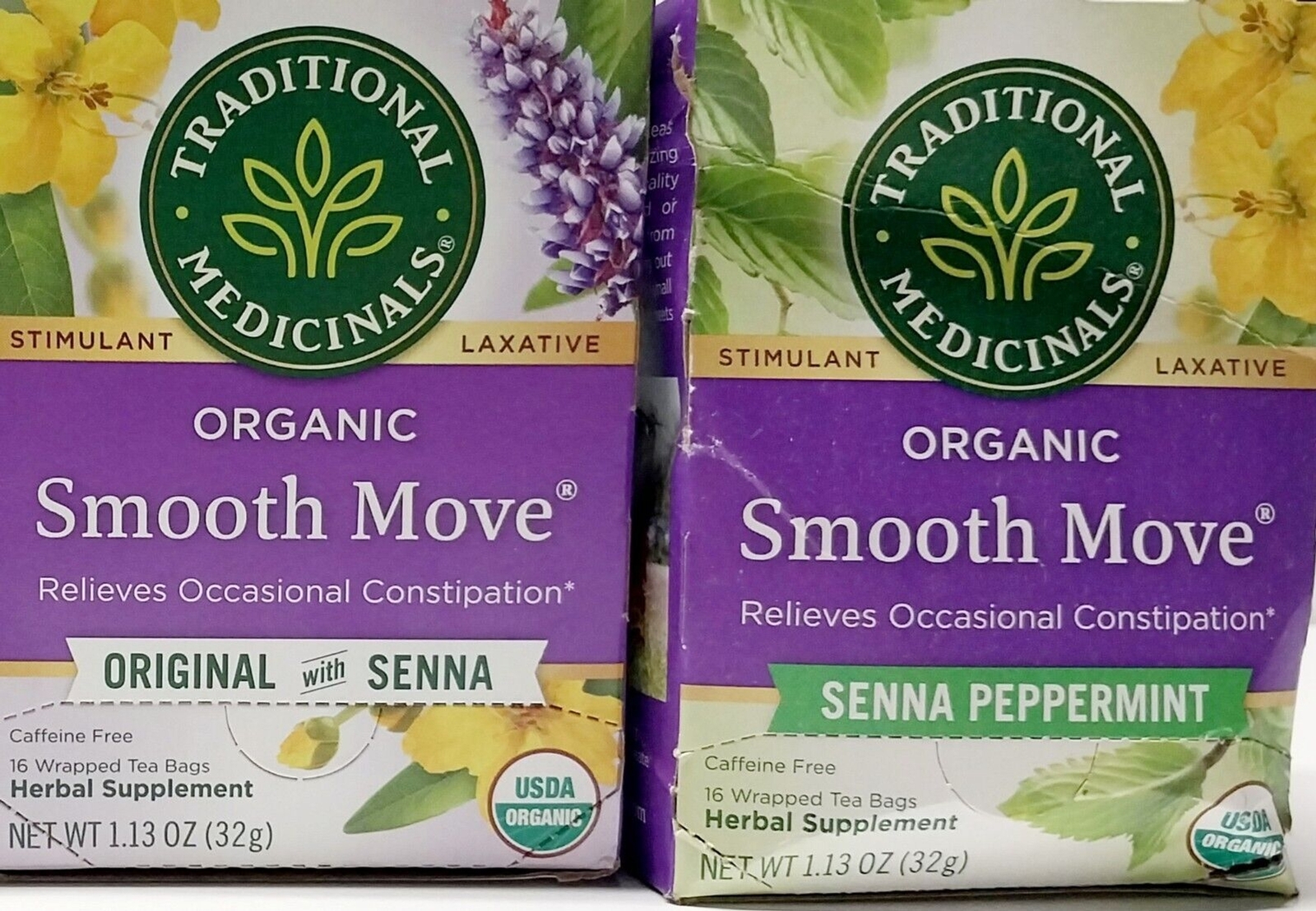 3 Box Lot Traditional Medicinals Smooth Move Tea Regular Peppermint EXP Feb 2027