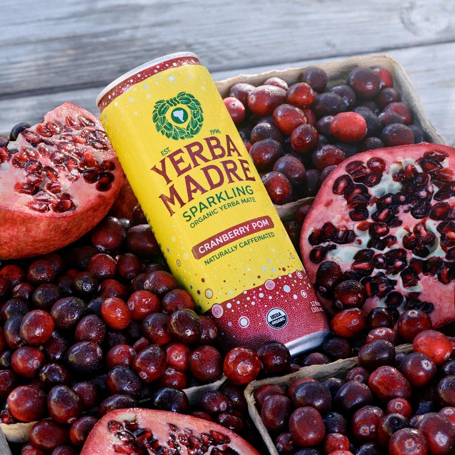 Organic Sparkling Yerba Mate Cranberry Pom – 144 Fl. Oz, Fair Trade Certified