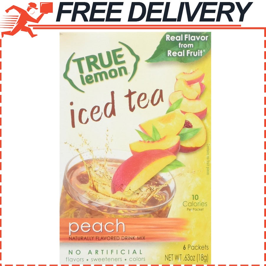 True Lemon PEACH ICED TEA MIX Instant Powdered Drink Packets 6 Count Pack of 4