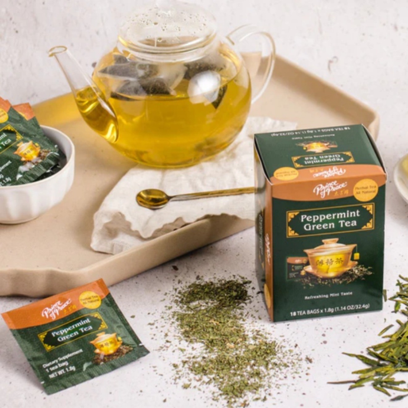 Energy Tea-Peppermint Green Tea-Wellness Tea-Herbal Tea-18 Tea Bags-Healthy Tea
