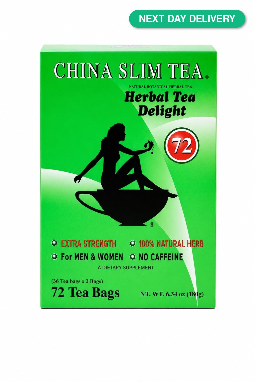 China Slim Tea Dieter’s Delight 72 Tea Bags NET WT 6.34 OZ 180 g Made in USA