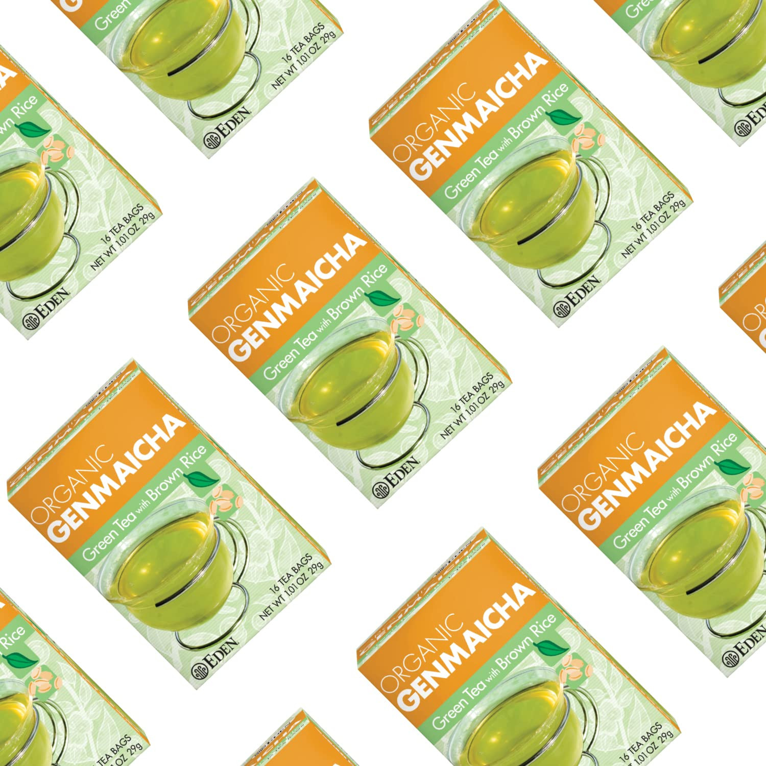 Organic Genmaicha Green Tea with Roasted Brown Rice, 16 Bags, 12-Pack
