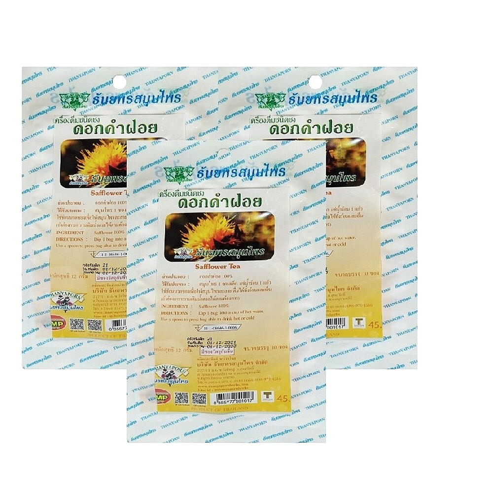 Safflower Tea 60 Tea Bags Thai Saffron Dried Herbal Natural Thanyaporn Free Ship