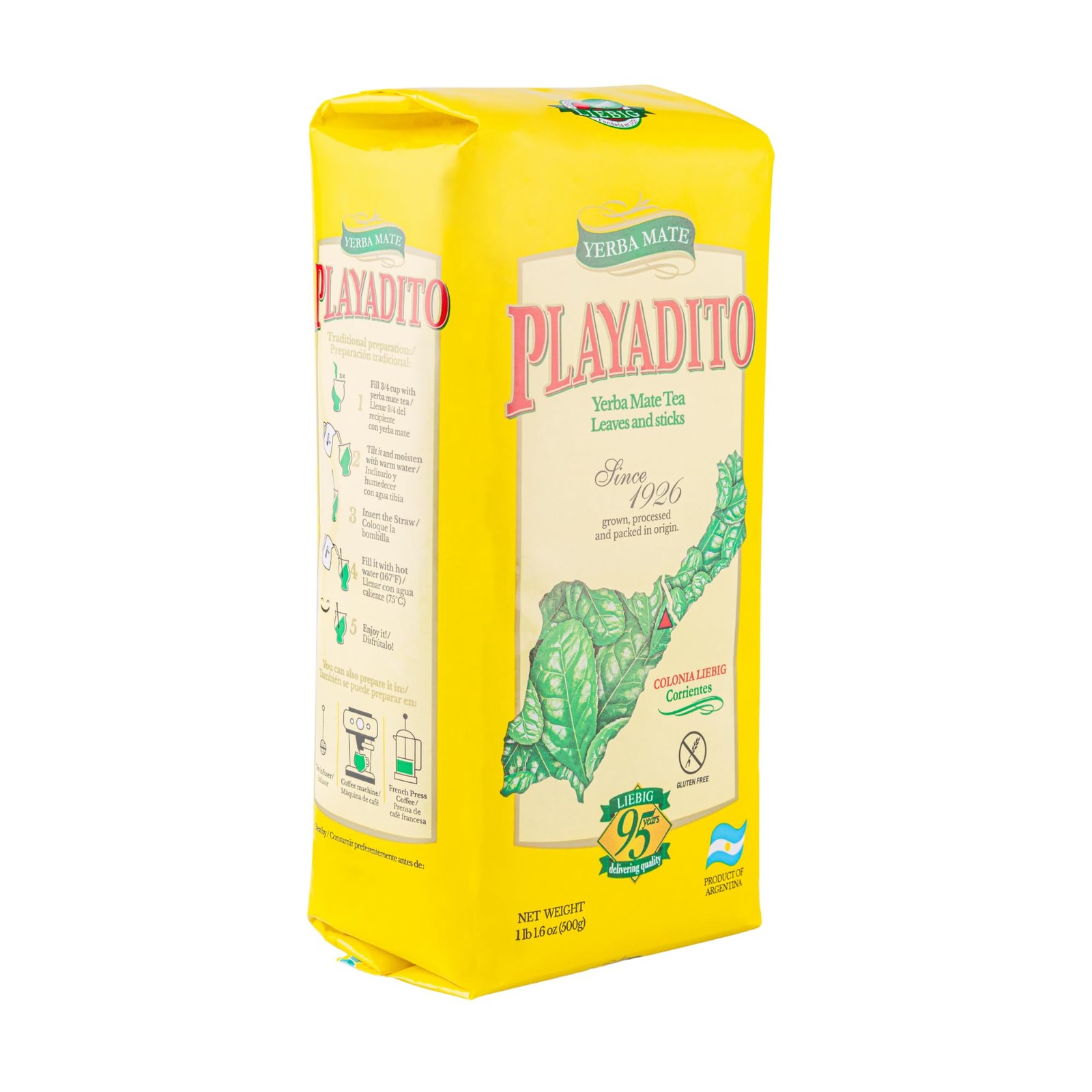 Yerba Mate Playadito 500gm 1.10 Pound (Pack of 1), 1