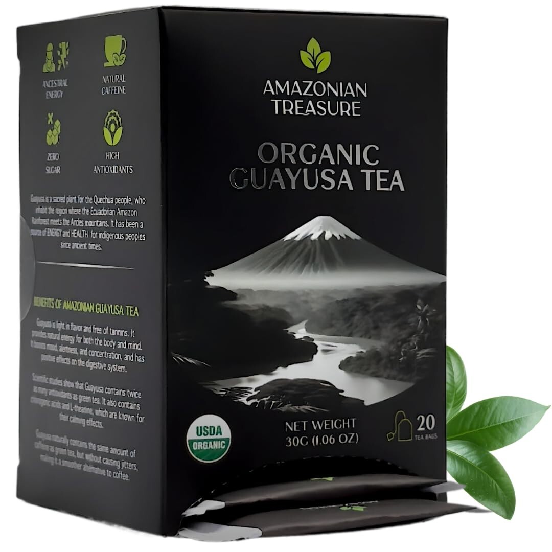 Amazonian Treasure, Organic Guayusa Tea Bags – 20 Count Box, Coffee Alternati