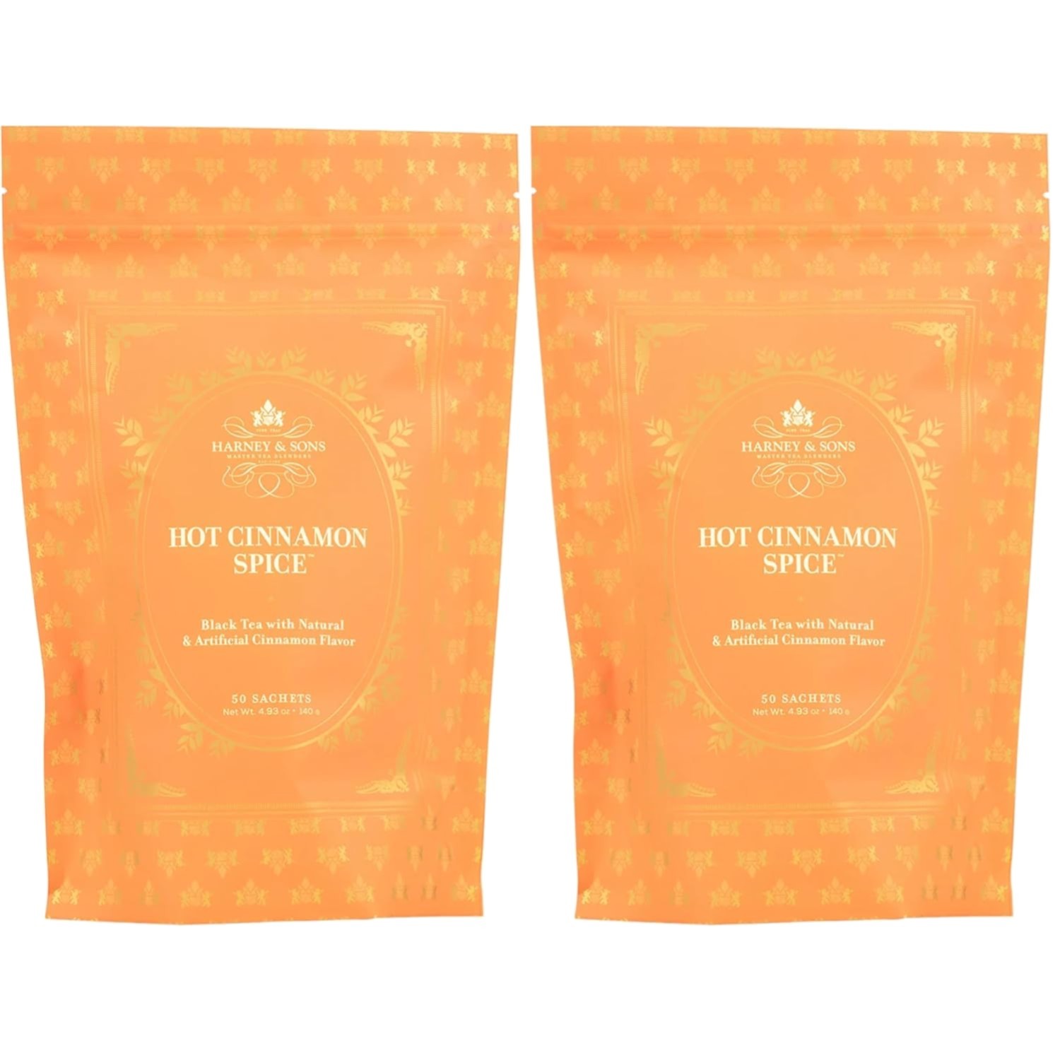 Hot Cinnamon Spice Black Tea – 100 Count Sachets Pack of 2, Kosher & Gluten Free