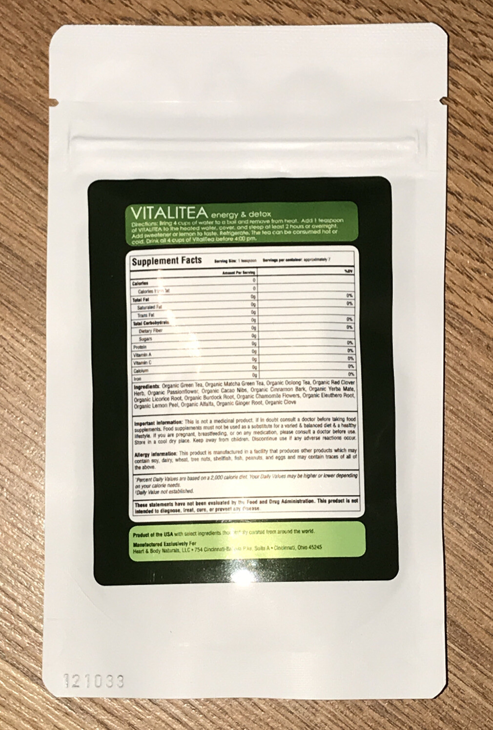 VitaliTEA Energy & Full Body Detox Organic Loose Leaf Herbal Tea – 7 Day Sample