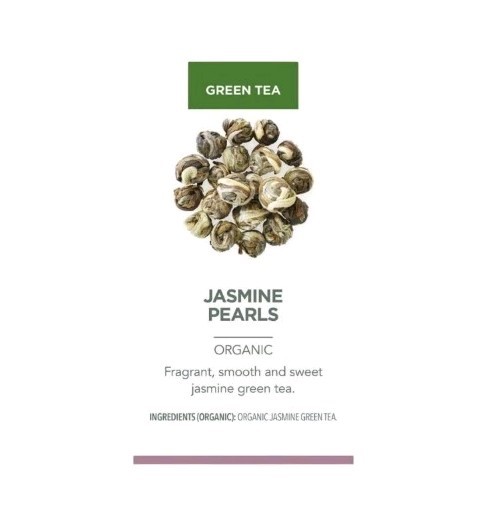 TEABLOOM Organic Jasmine Pearls 12 Premium Green Tea Pyramid Sachets