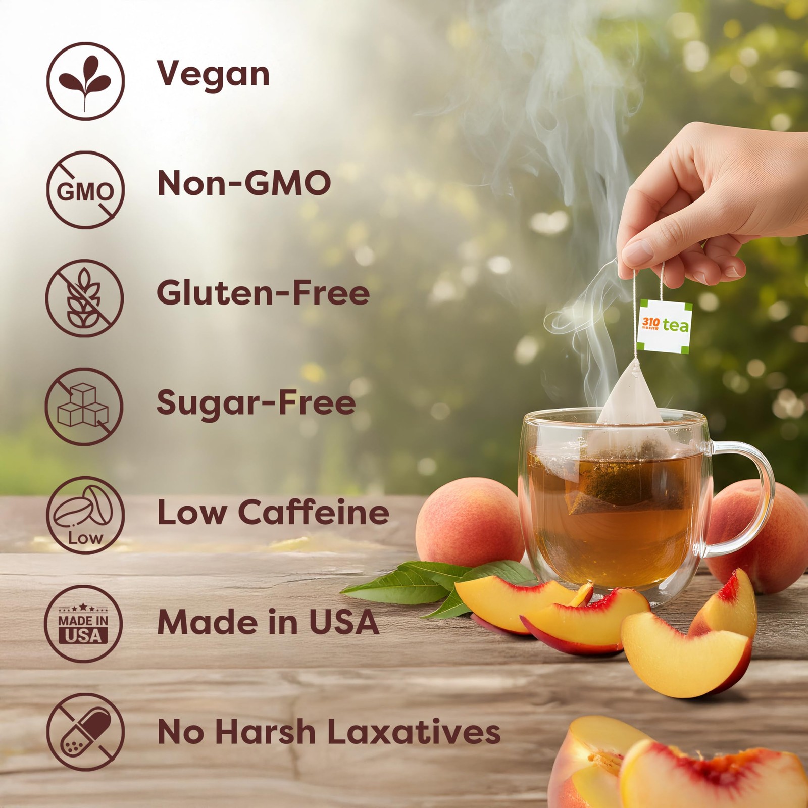 310 Nutrition Peach Flavor Detox Tea – Herbal Tea Sachets for Daily Routine –…