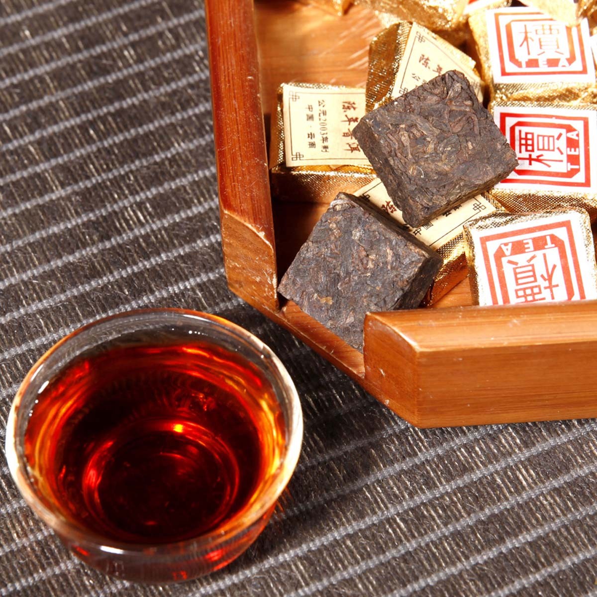 1Pc/Cup Mini Brick Tea Ripe Puerh Tea Yunnan Bulk Bohai Square Puer Tea 50g-500g