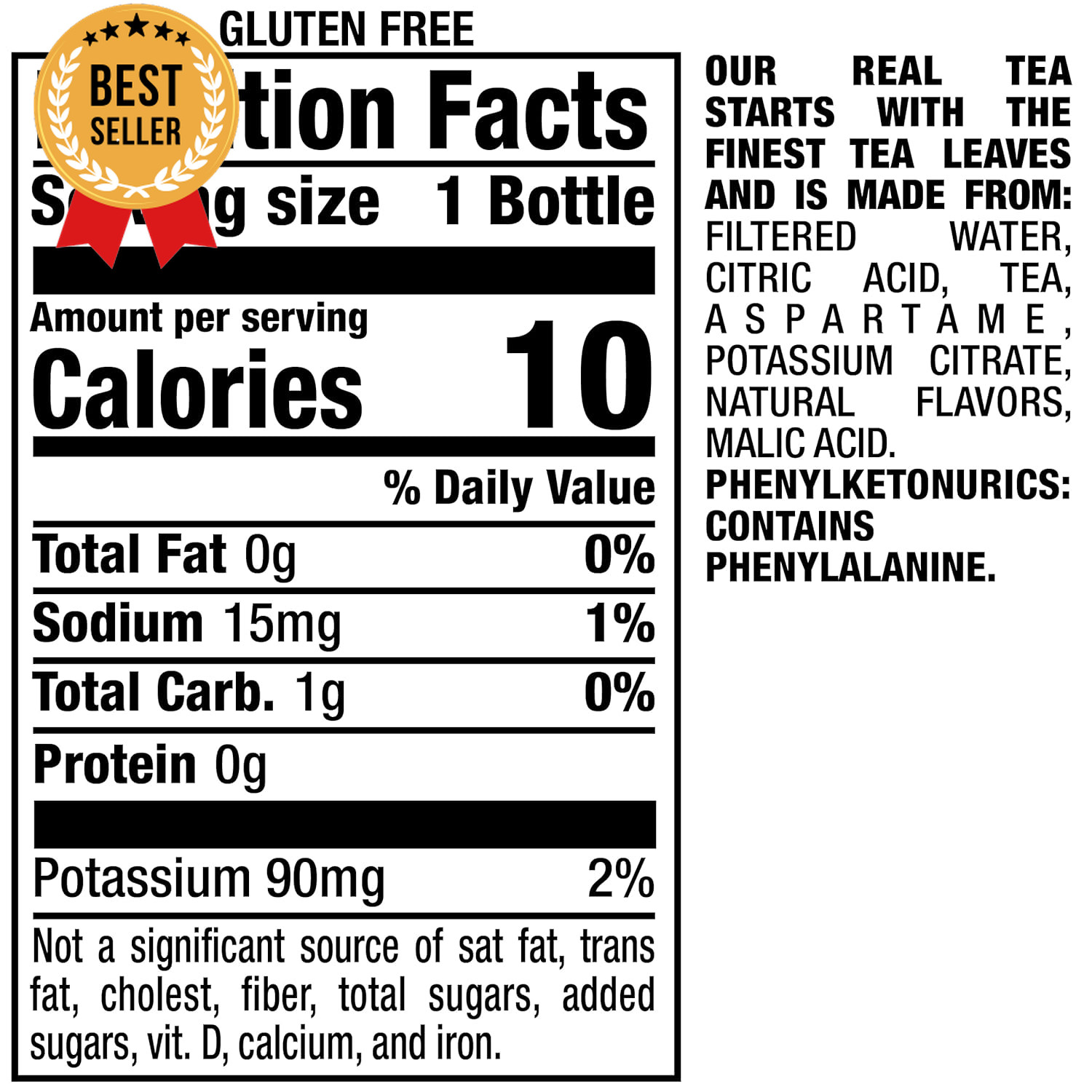 Zero Sugar Peach Tea 16 Fl Oz 12-Pack Recycled Plastic Bottles Refreshing