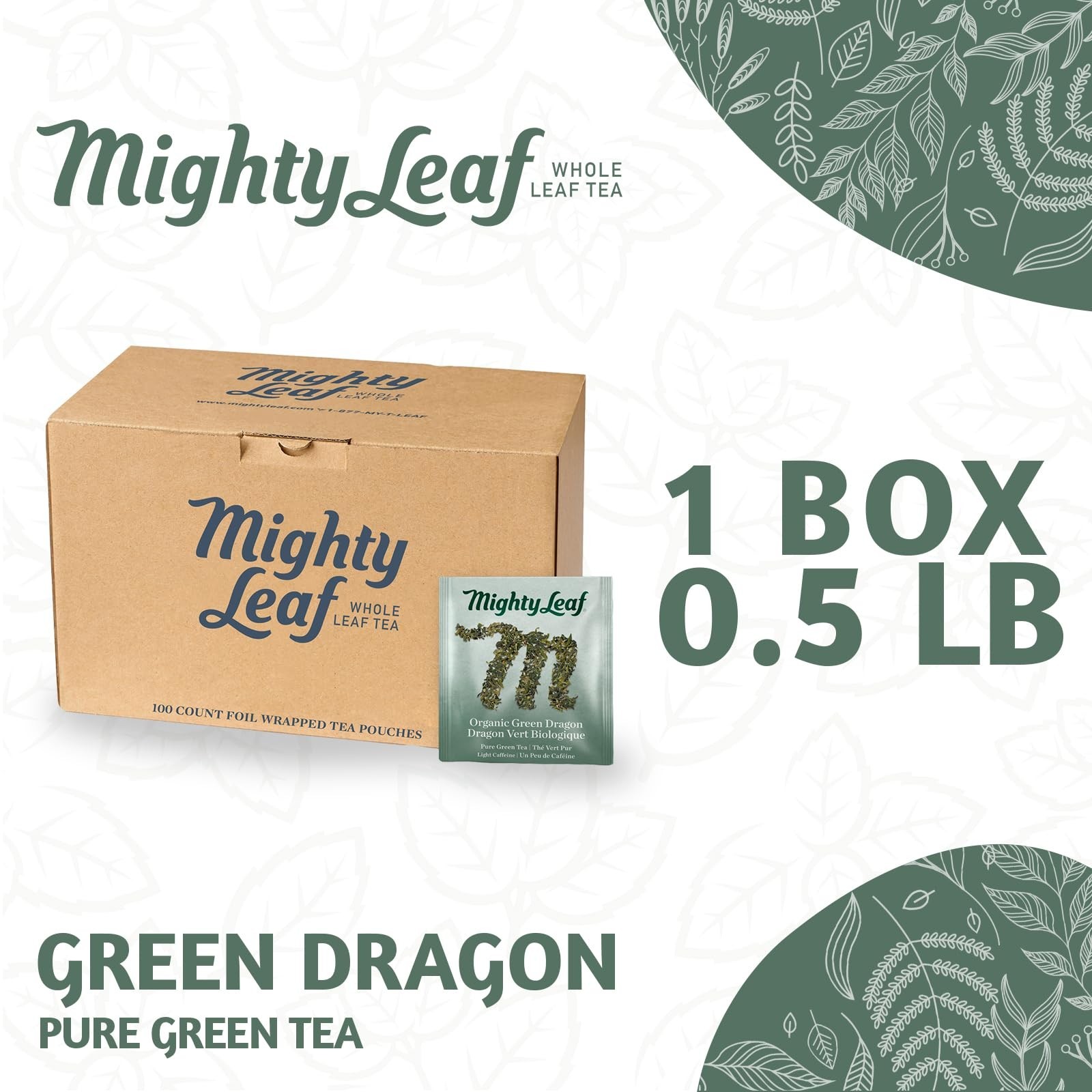 Organic Green Dragon Tea – 100 Whole Leaf Bags – Smooth Earthy Flavor – Wellness