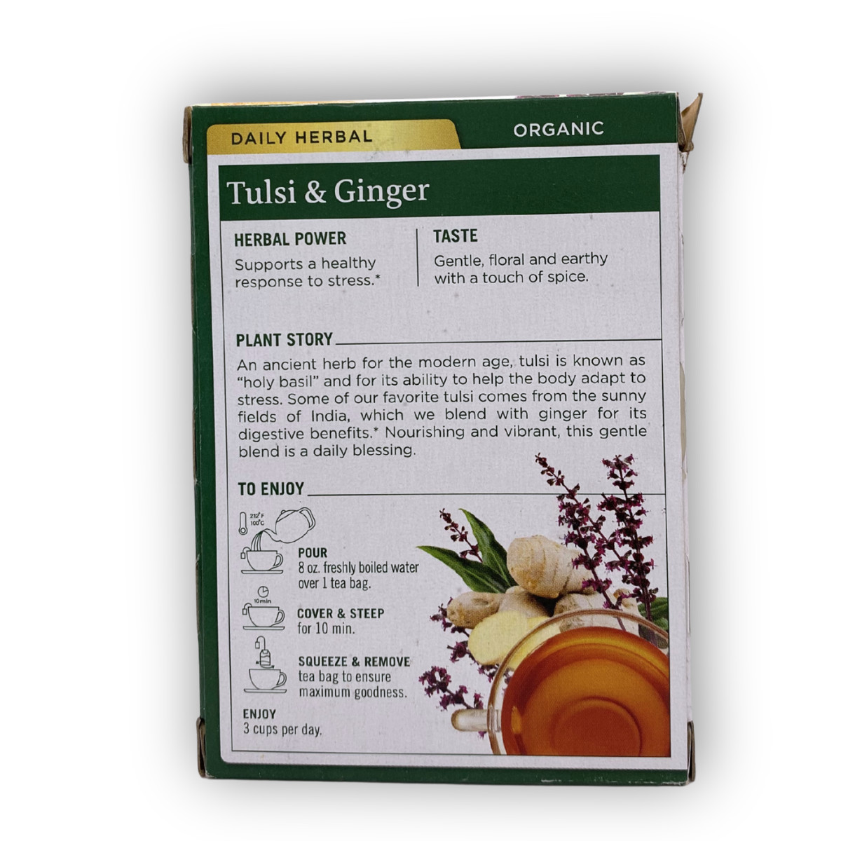 Traditional Medicinals · USDA Organic · Tulsi & Ginger · 16 Bags Box