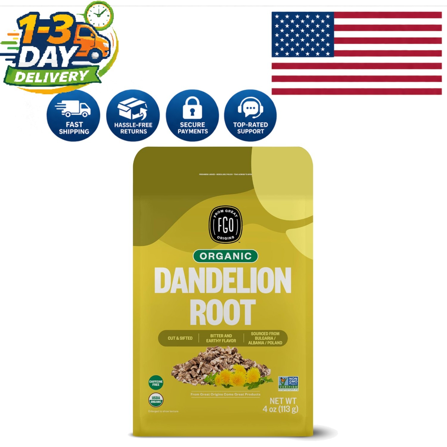 Delicious Organic Dandelion Root Tea – 4oz Imported from Bulgaria for Health