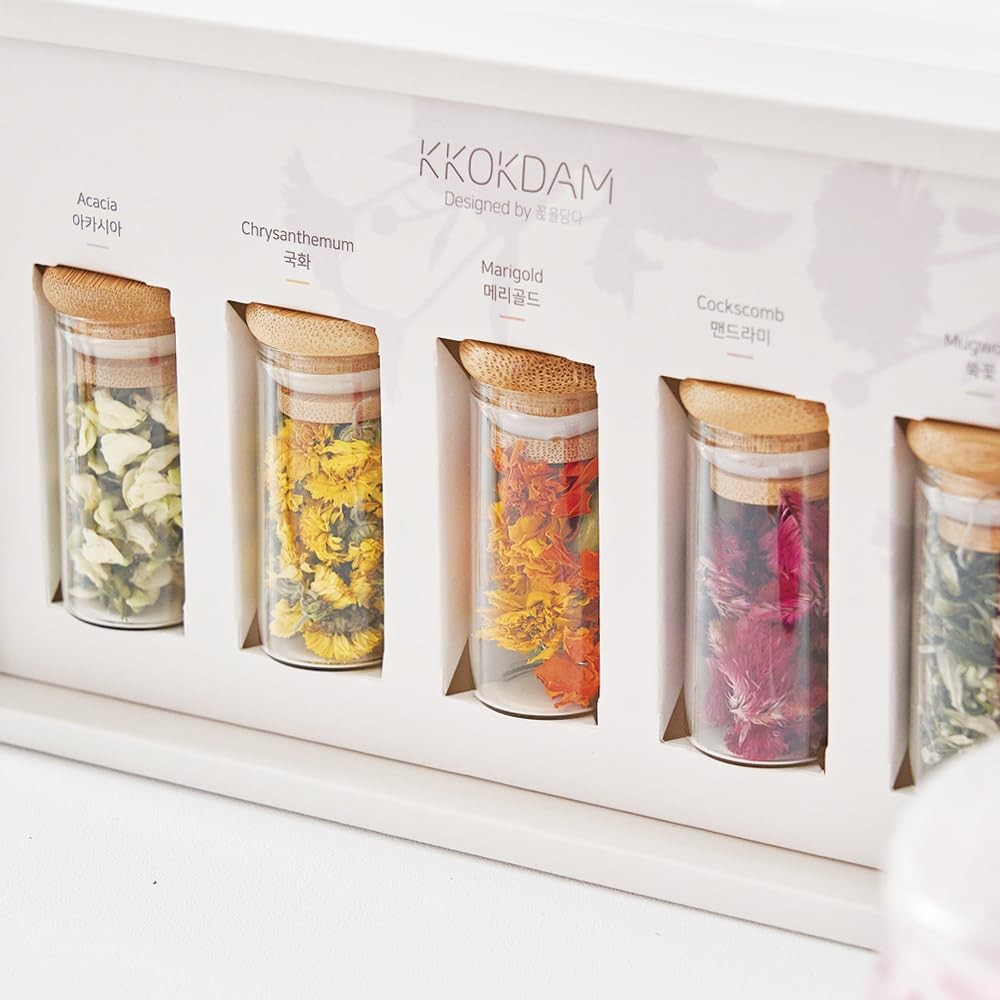 Lovely Blossom Flower Tea Sampler in Glass Jars – Premium 5 Loose Leaf Herbal…
