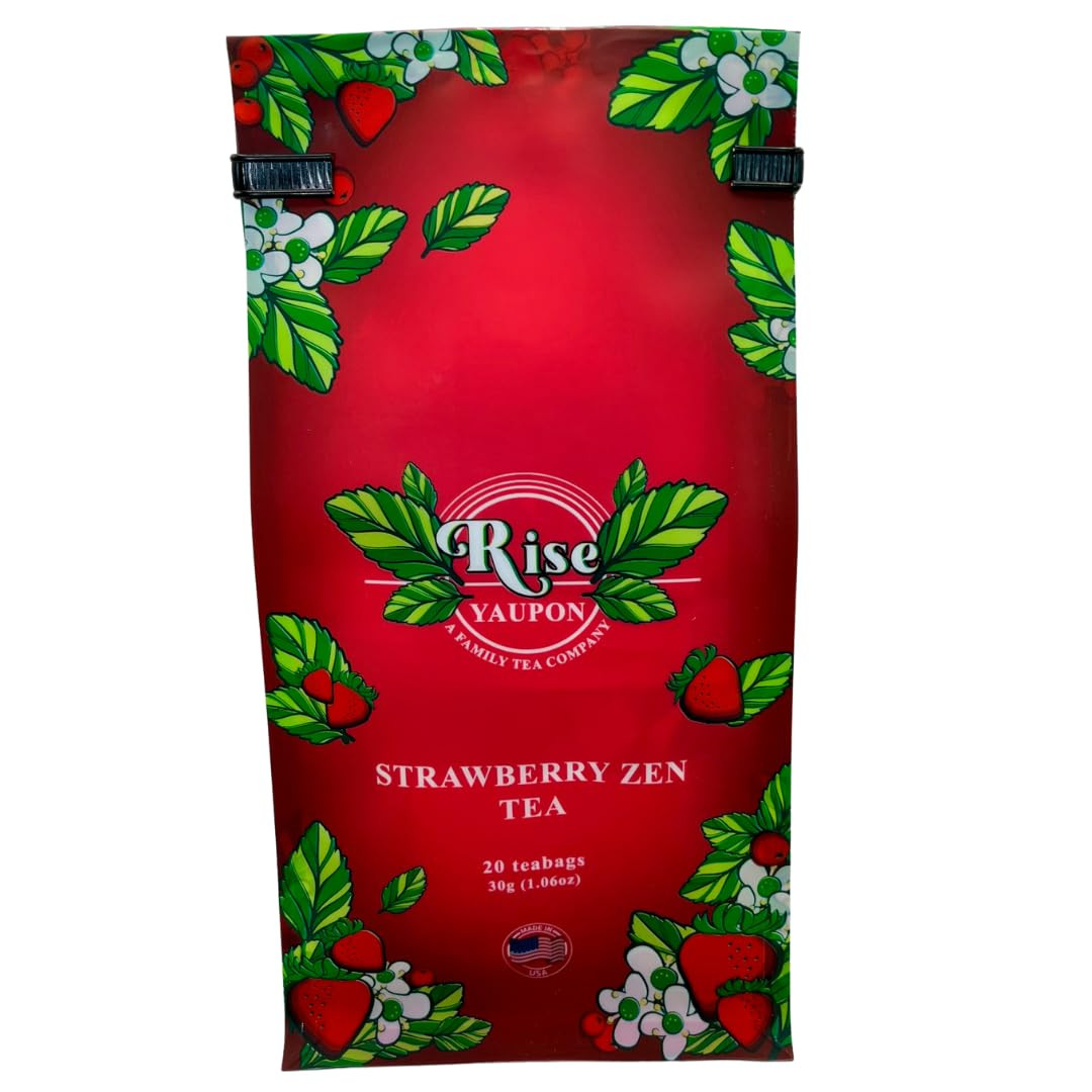 Rise Yaupon Strawberry Zen Yaupon Holly Tea, 20 Tea Bags, 1.06 Oz, Caffeinated