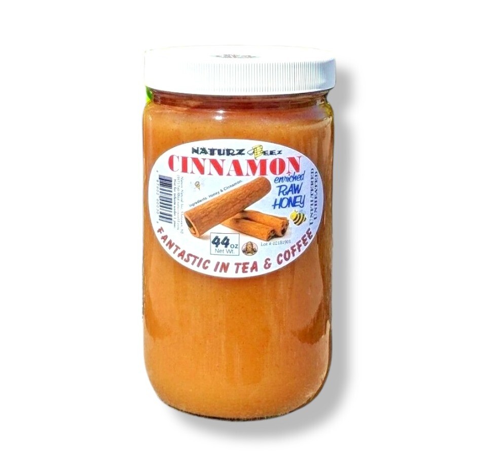 RAW HONEY with CINNAMON 2.75 Lb 44oz 1.25kg 100% PURE USA HONEY