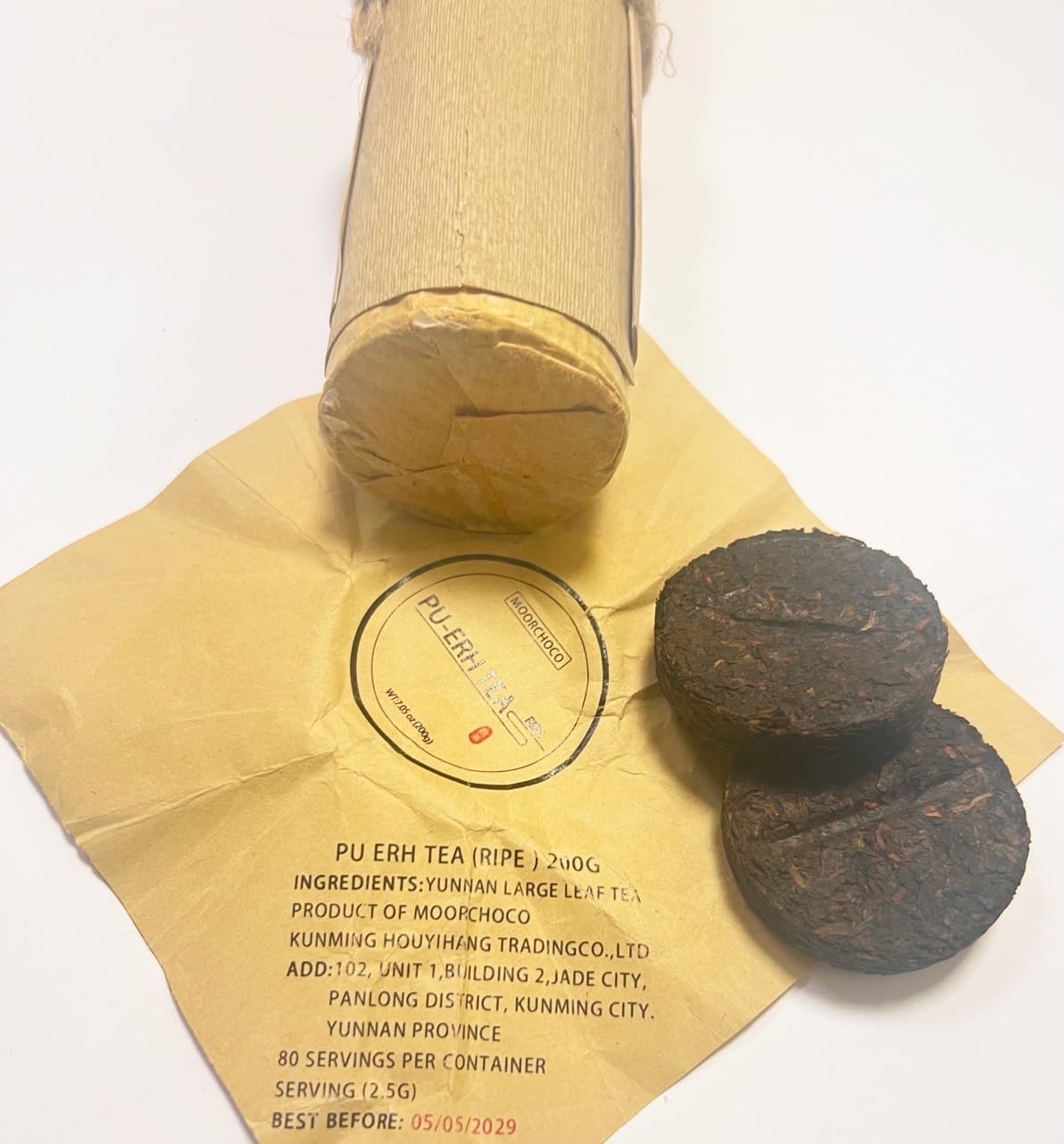 Ripe Puerh Tea Mini Cakes, 7.1 Ounce, Aged Shou Black Tea for 80 Cups
