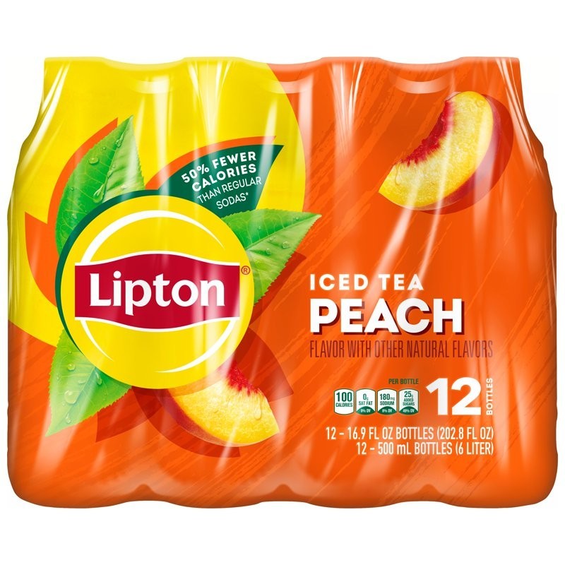 Lipton Peach Iced Tea, Bottled Tea Drink, 16.9 oz, 12 Pack, Peach flavor FRESH