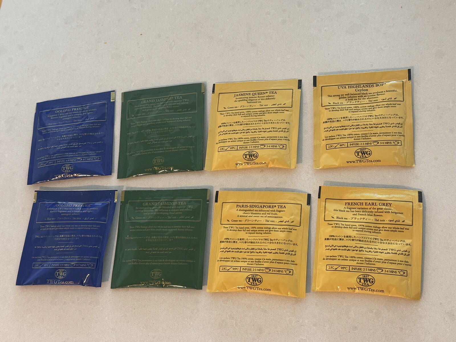 8 Mixed Assortment 1837 TWG Tea Bags. Fresh. Great Selection For Your Tea Time