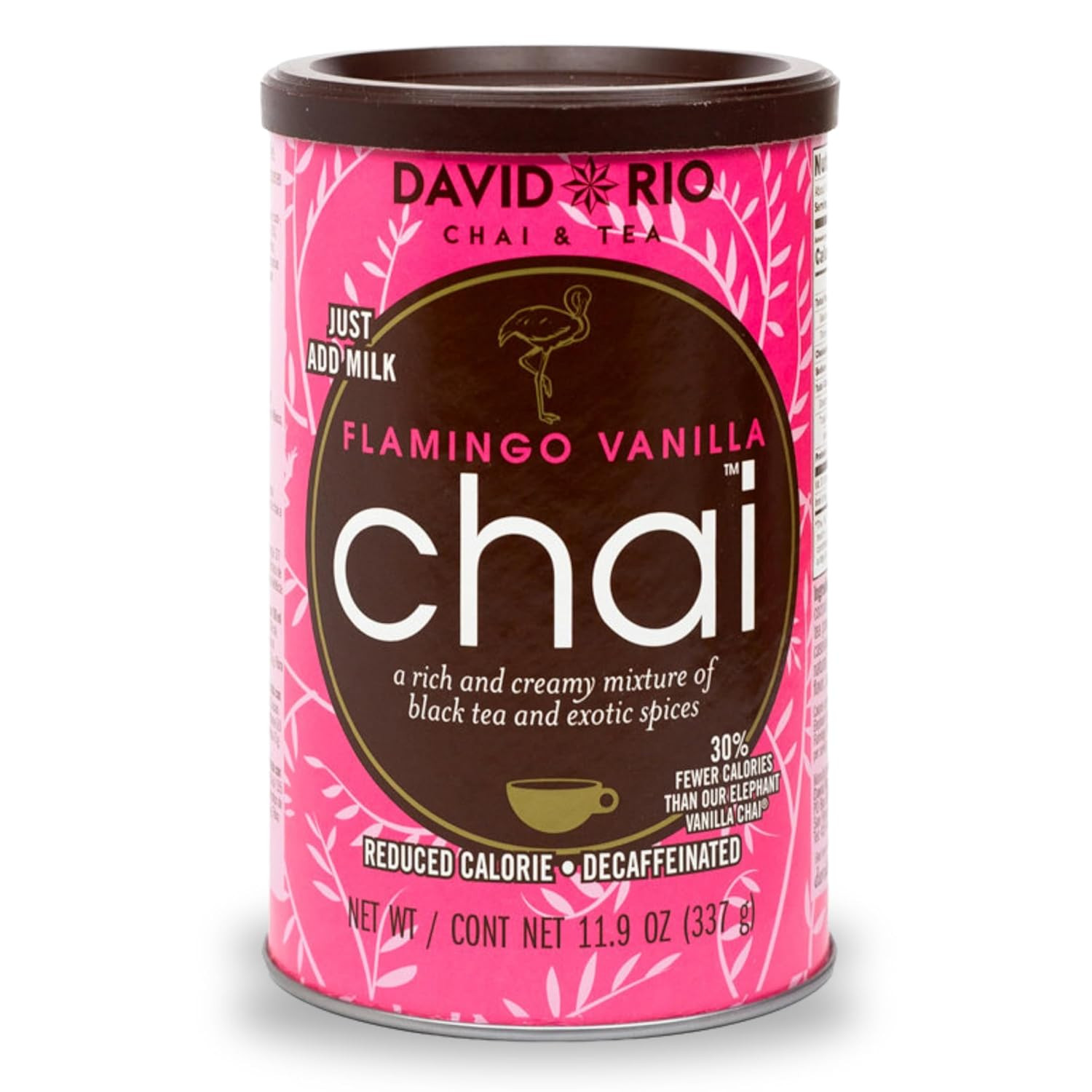 Flamingo Vanilla Decaffeinated Reduced Calorie Chai Tea Latte Mix, 11.9 Oz, Deca