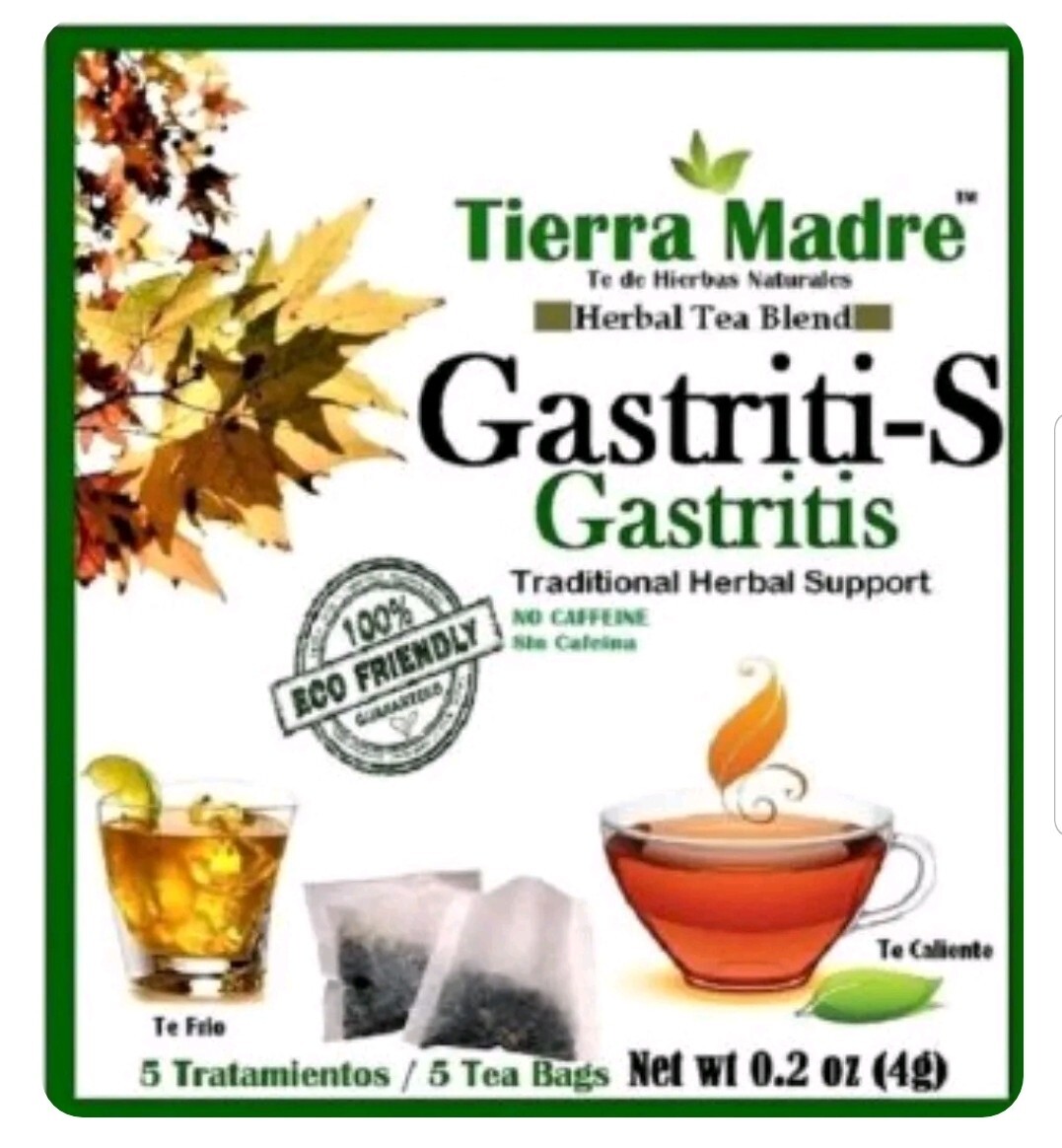 Tierra Madre,Gastriti-S TEA Herbal Support,10 Tea Bags/Hierbas Naturales