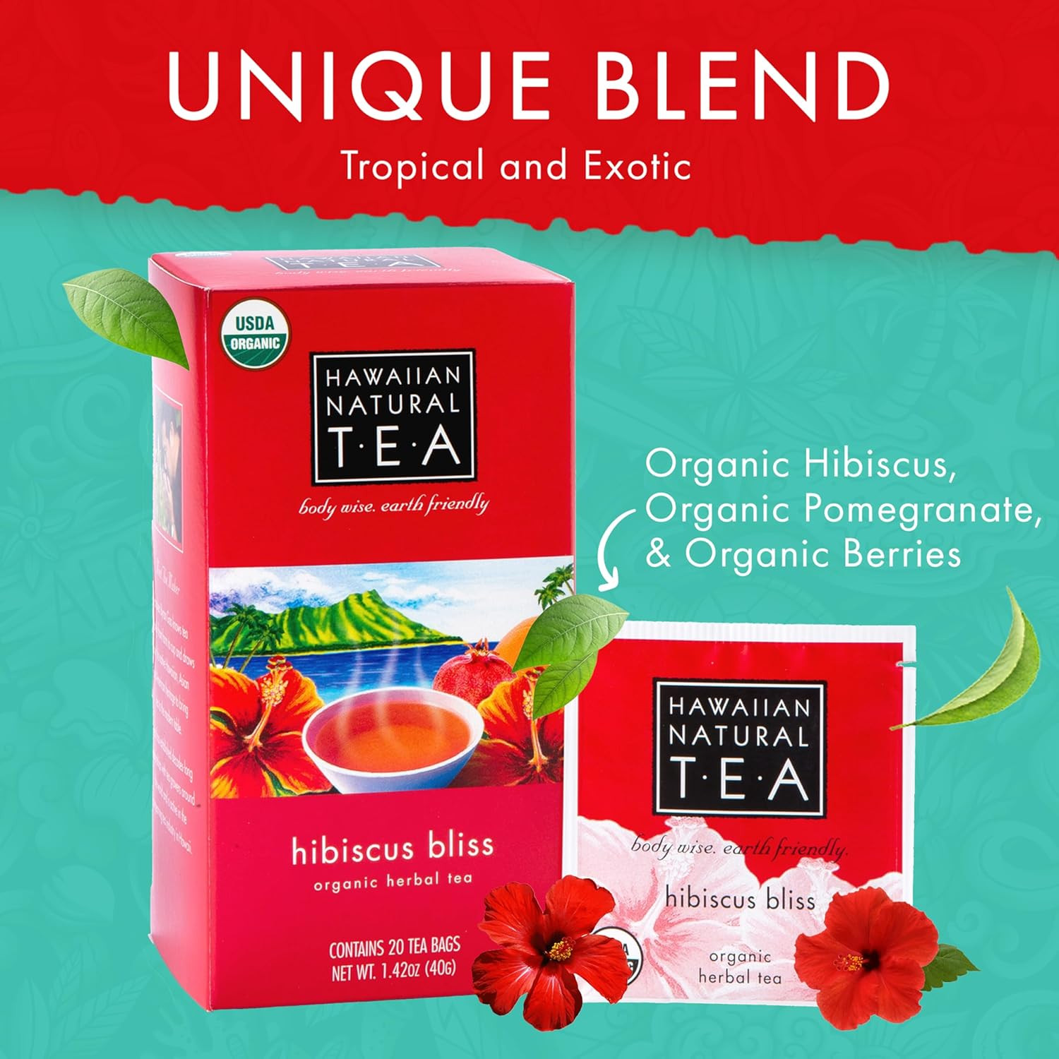 – Organic Hibiscus Bliss Herbal Tea, Caffeine-Free Hibiscus, All-Natural and Ant