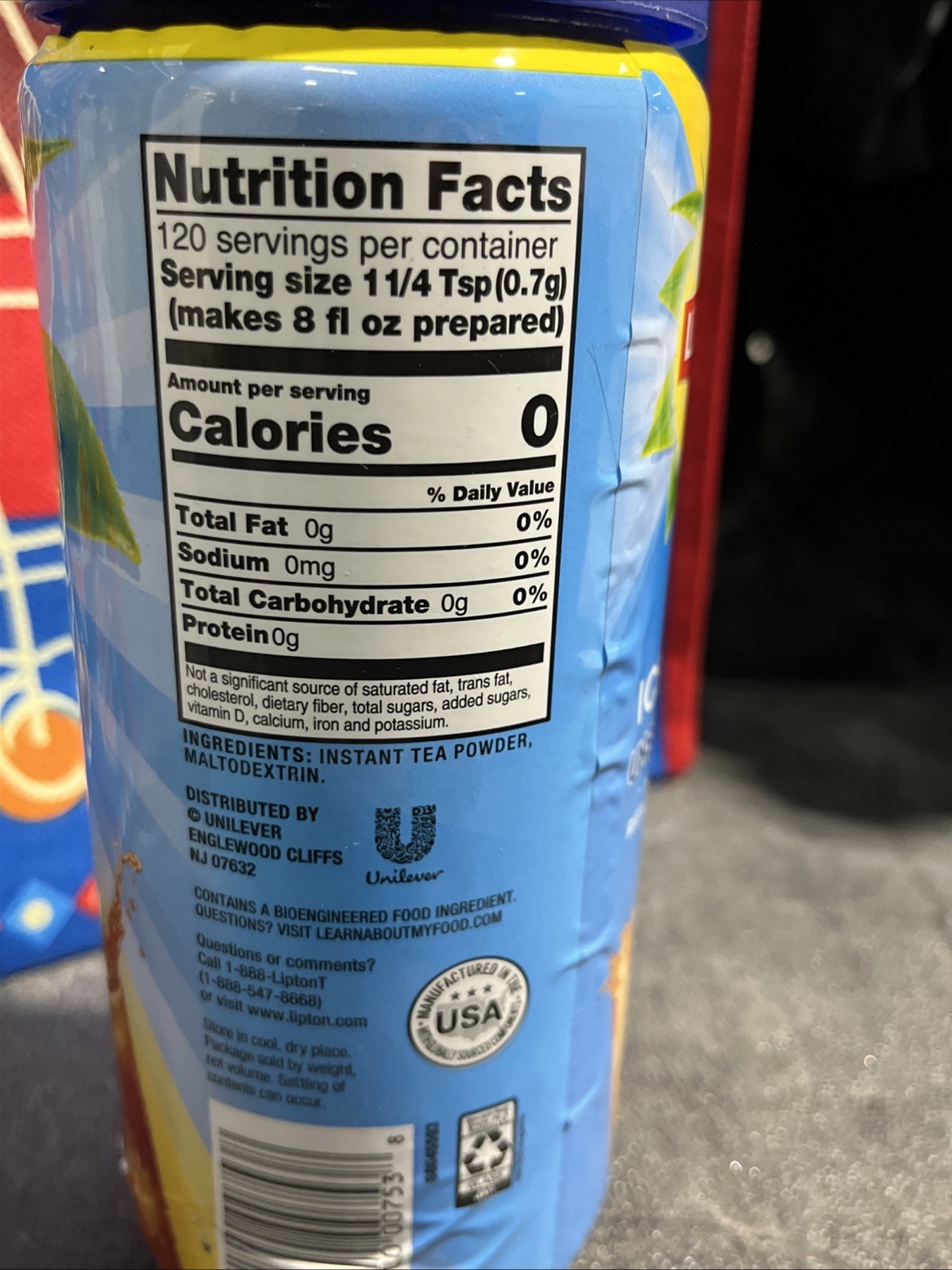 LIPTON ICED TEA UNSWEETENED MAKES 30 QUARTS NT. WT. 3 OZ. MADE W REAL TEA LEAVES