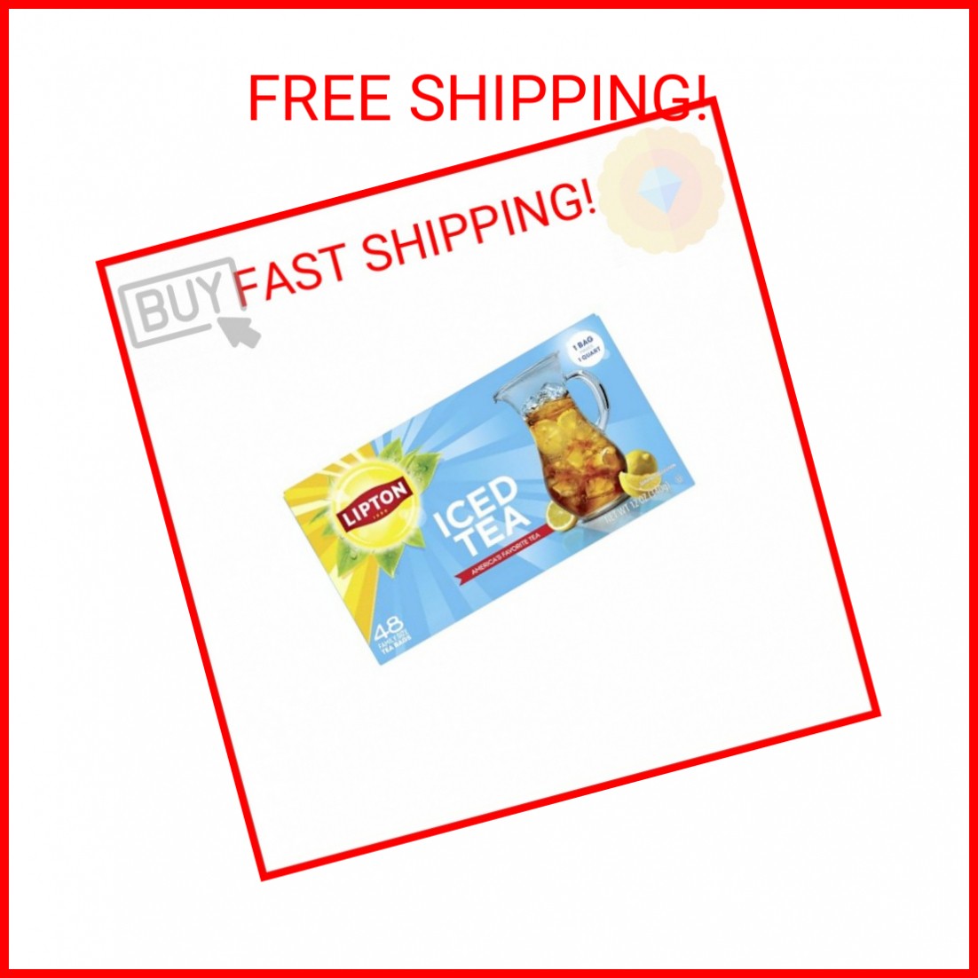 Lipton Unsweetened Iced Tea Bags, Family Size Zero Calories, 48 Tea Bags