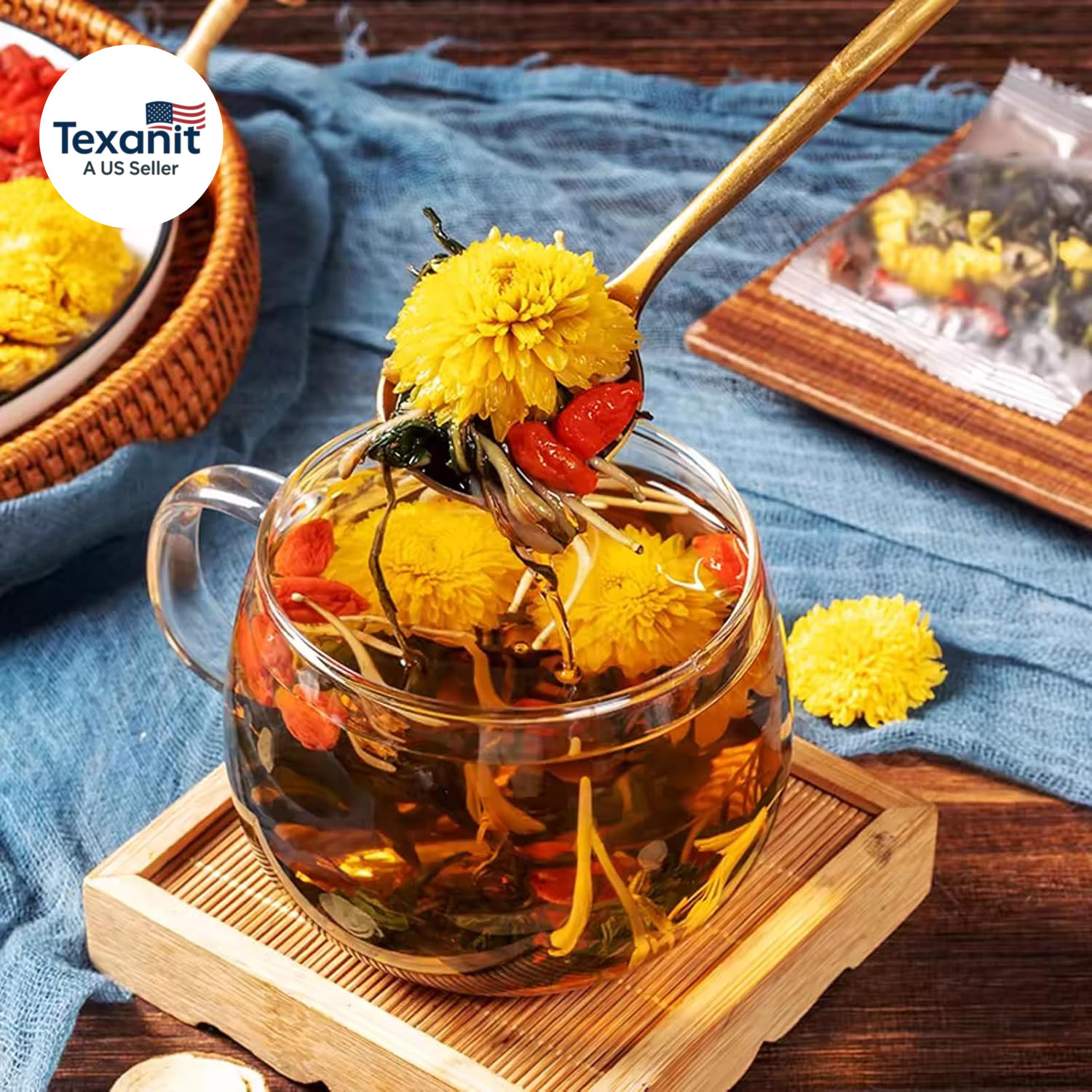 Dandelion Wolfberry Tea, 8 Natural Herbal Ingredients, Dandelion Teabag Organic,