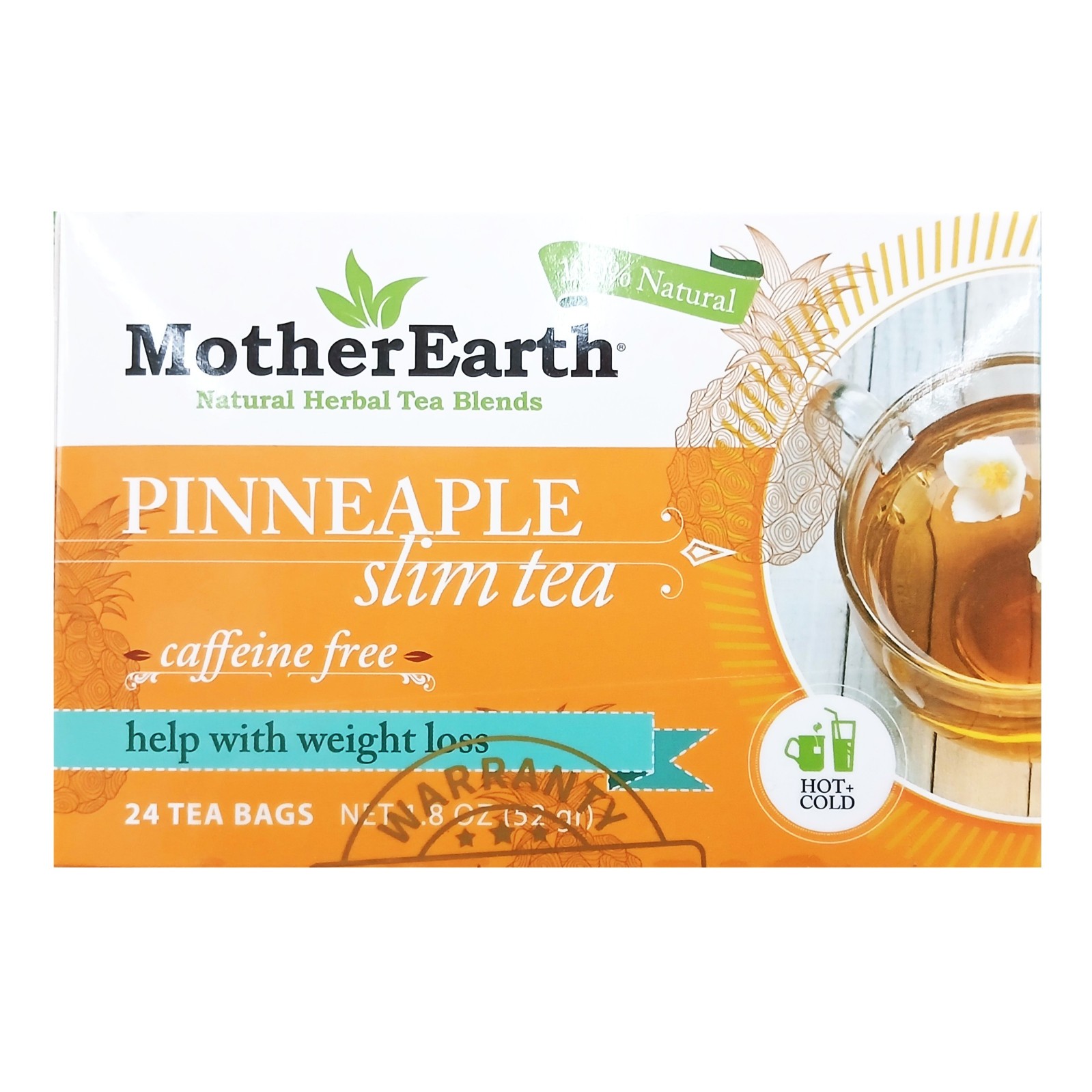 Mother Earth Pineapple Slim Tea Blend -Weight Loss-Caffeine Free 48 Tea Bags