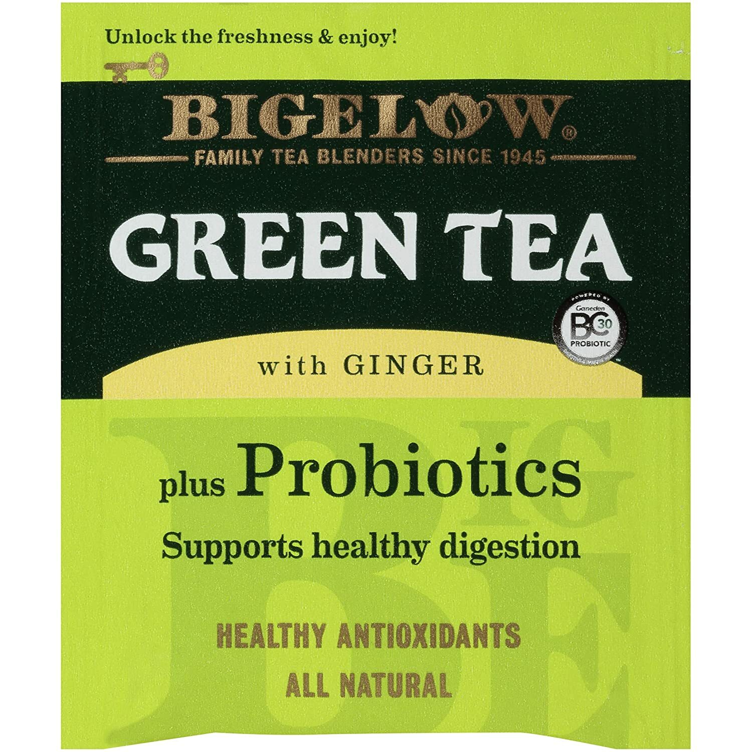 Lot 6 Bigelow Green Tea Ginger Probiotic Bag 108 Brew Health Immune Gif FreeShip
