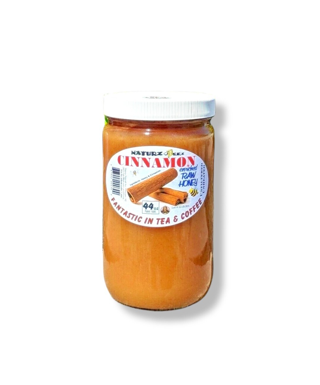 RAW HONEY and CINNAMON 2.75 Lbs / 44oz 100% PURE USA HONEY Glass Jar