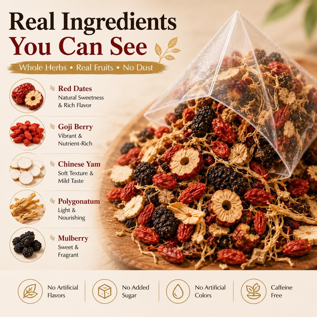 Ginseng-Infused Eight Treasure Tea Bags, Herbal Botanical Blend with Red…