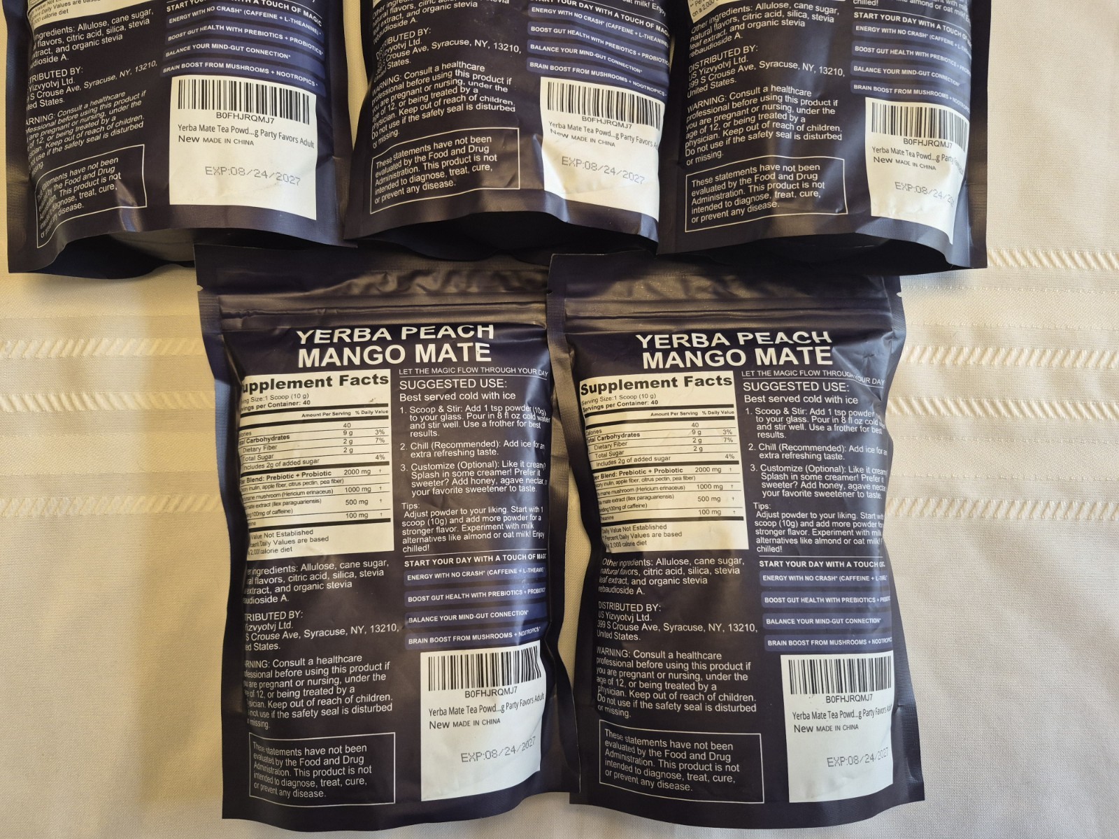 5) Yerba Mate Peach and Mango 40servings EXP 8/2027