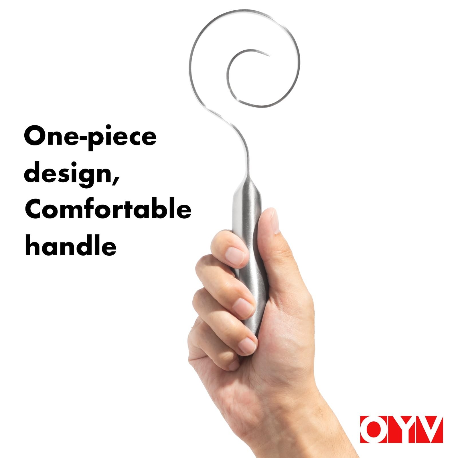 OYV Seamless Dough Whisk, 18/10 Stainless Steel 9-inch, Platinum Silver