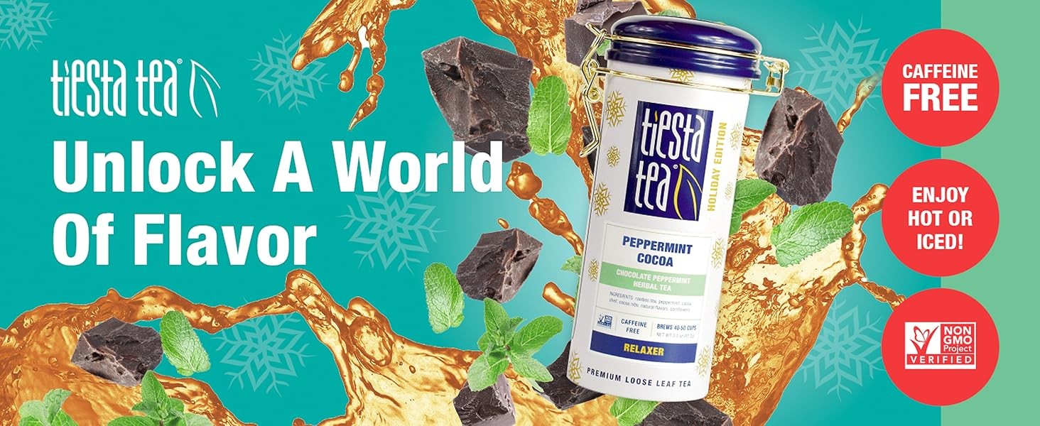 Cozy Peppermint Cocoa, Loose Leaf, Chocolate Peppermint Herbal Tea, Premium