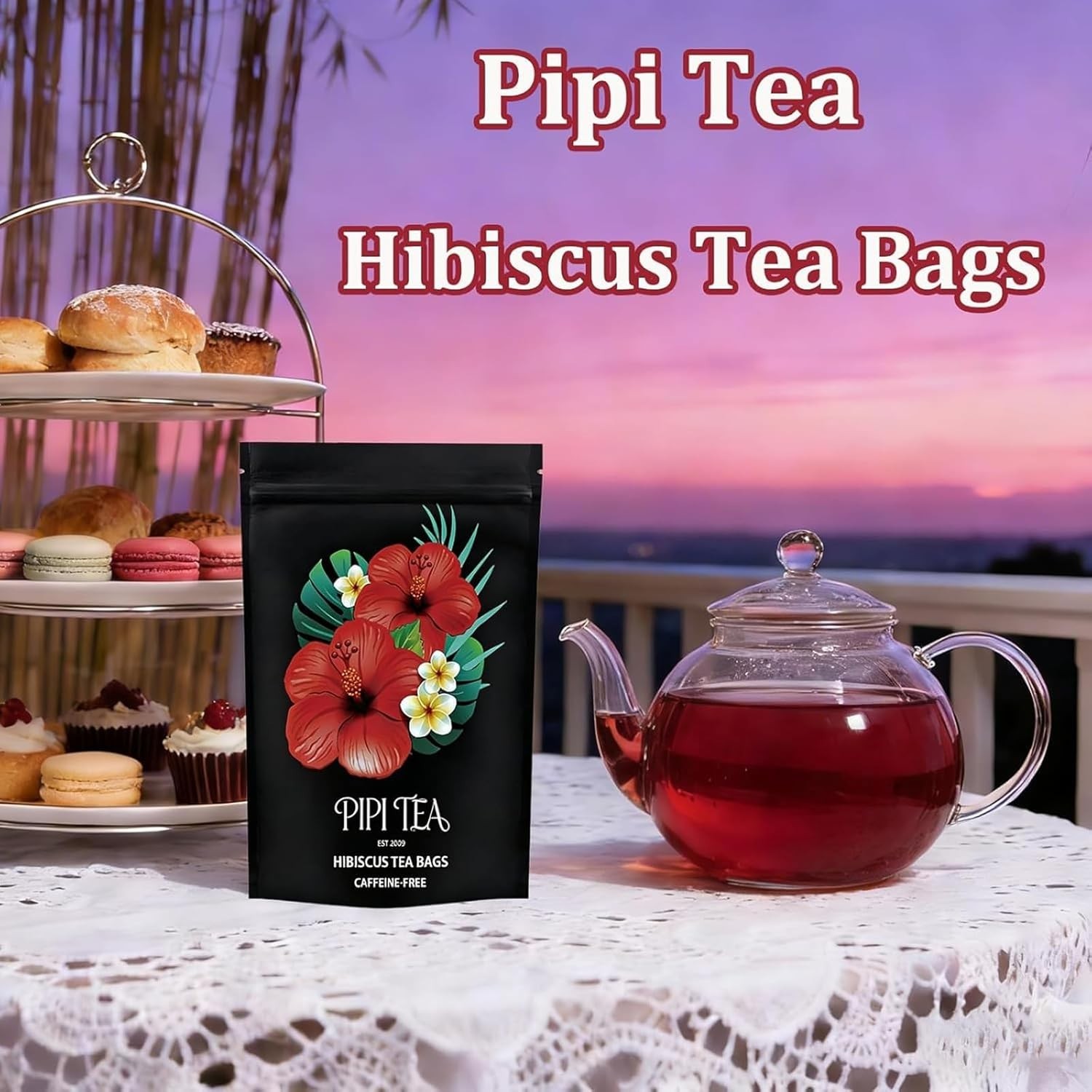 PiPi Tea Organic Hibiscus Tea Bags – Caffeine Free Herbal Tea Rich in Antioxi…