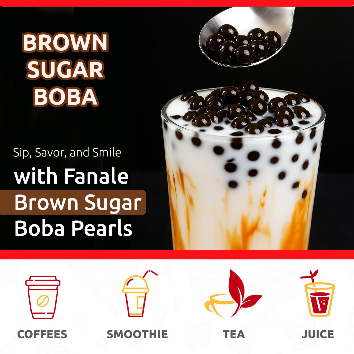 Fanale Brown sugar Popping Boba Pearls, Vegan, Non GMO, Gluten Free, Fat Free…
