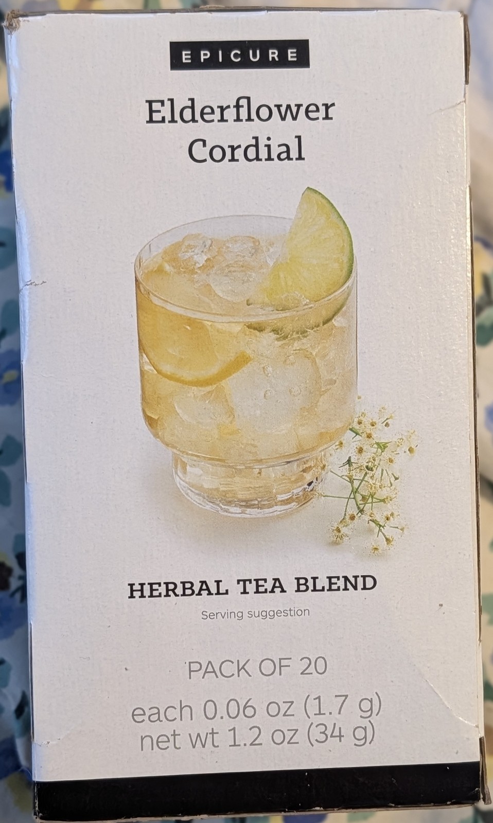 Epicure Elderflower Cordial Herbal Tea Blend Bagged 20 Pack 1.2 oz (34 g)