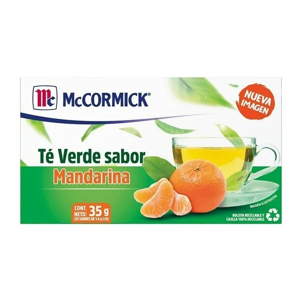 McCORMICK GREEN TEA (MANDARIN FLAVOR) – TE VERDE SABOR MANDARINA (25 BAGS)